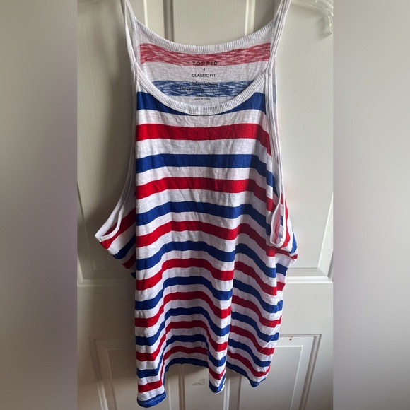 Torrid Womens Plus Heritage Slub High‎ Neck Red, White, Blue Striped Tank 4X - Picture 5 of 8